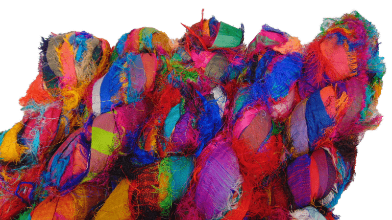 Sari zijdelijnt multicolor, rafelig
